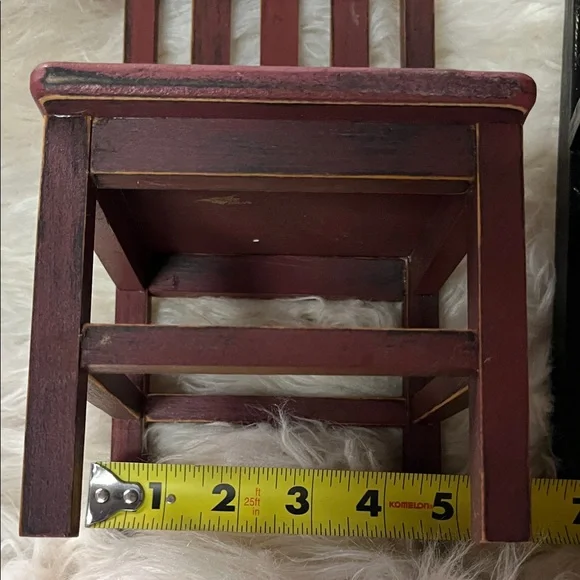 Set of Two Miniature Wooden Chairs - Black and Burgundy - Picture 6 of 8
